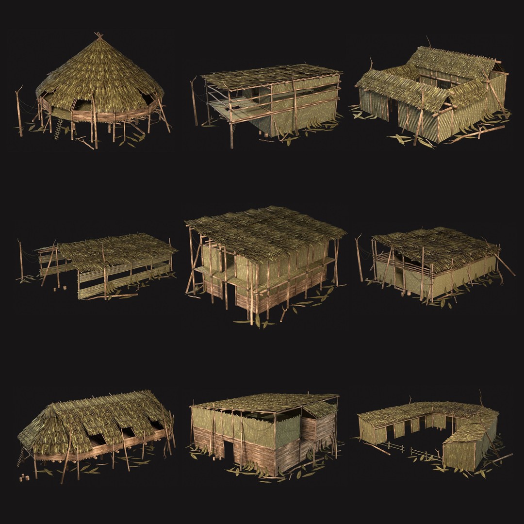 Jungle Swamp House 3D Model – Low Poly Game Asset, FBX/OBJ