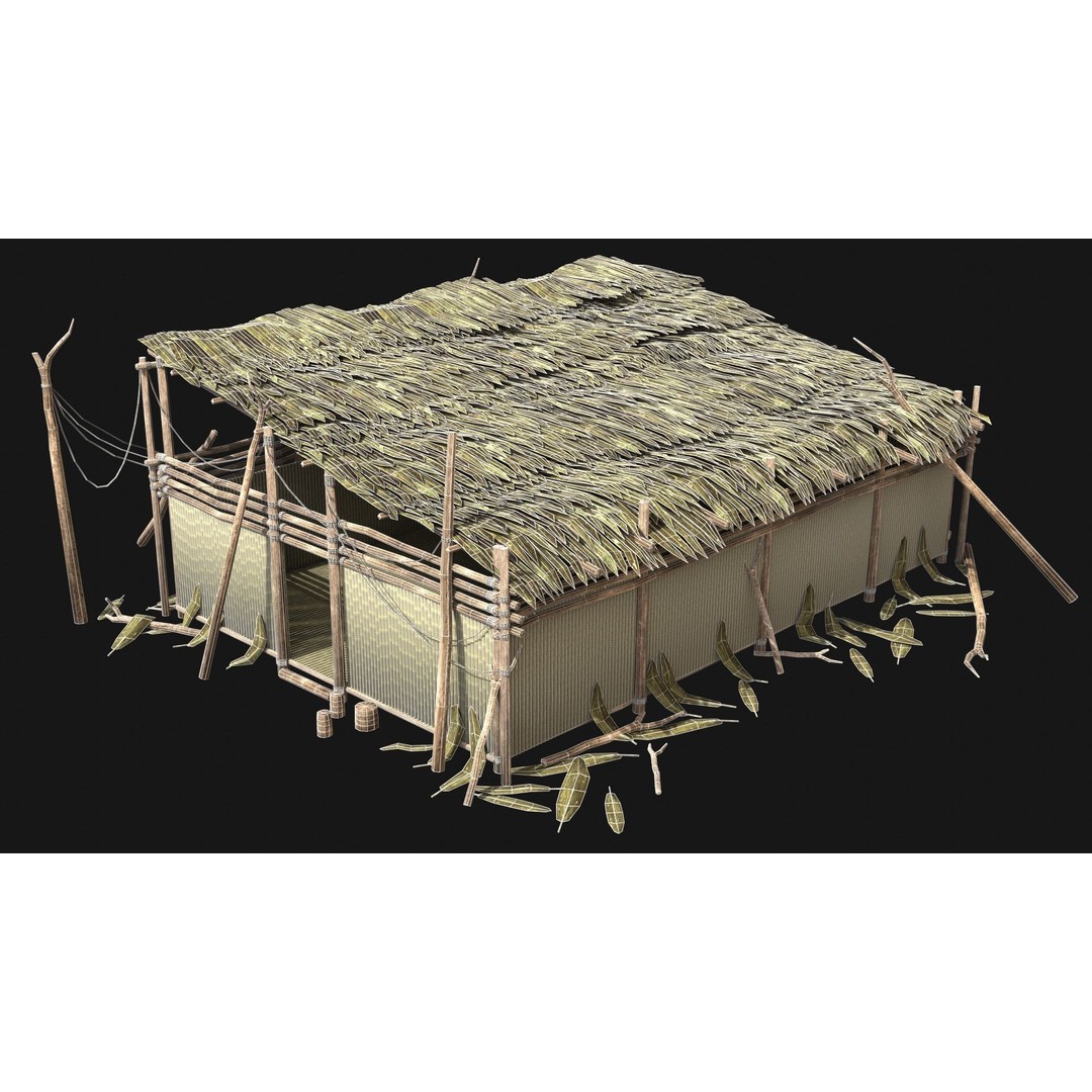 Jungle Swamp House 3D Model – Low Poly Game Asset, FBX/OBJ - View 10