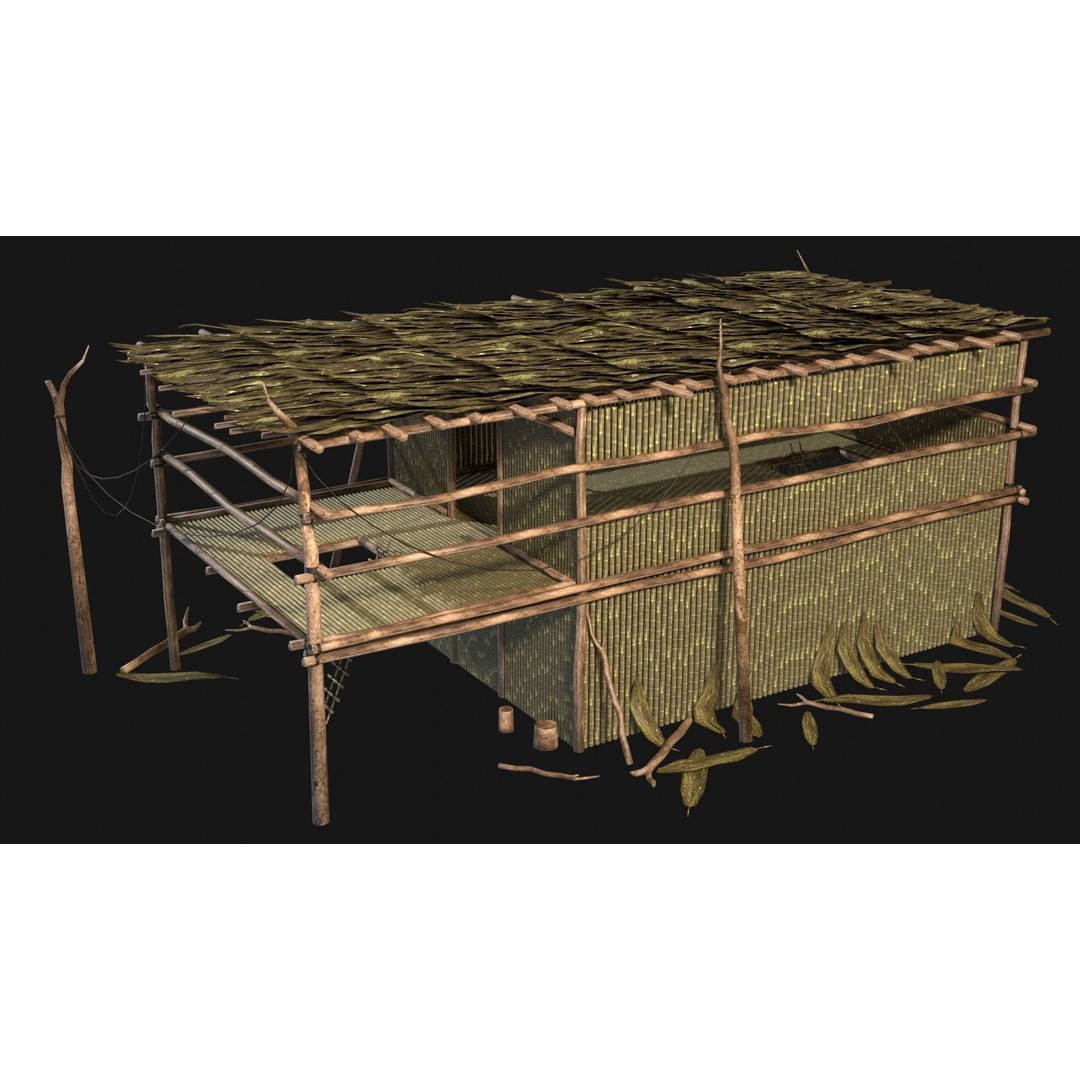 Jungle Swamp House 3D Model – Low Poly Game Asset, FBX/OBJ - View 11