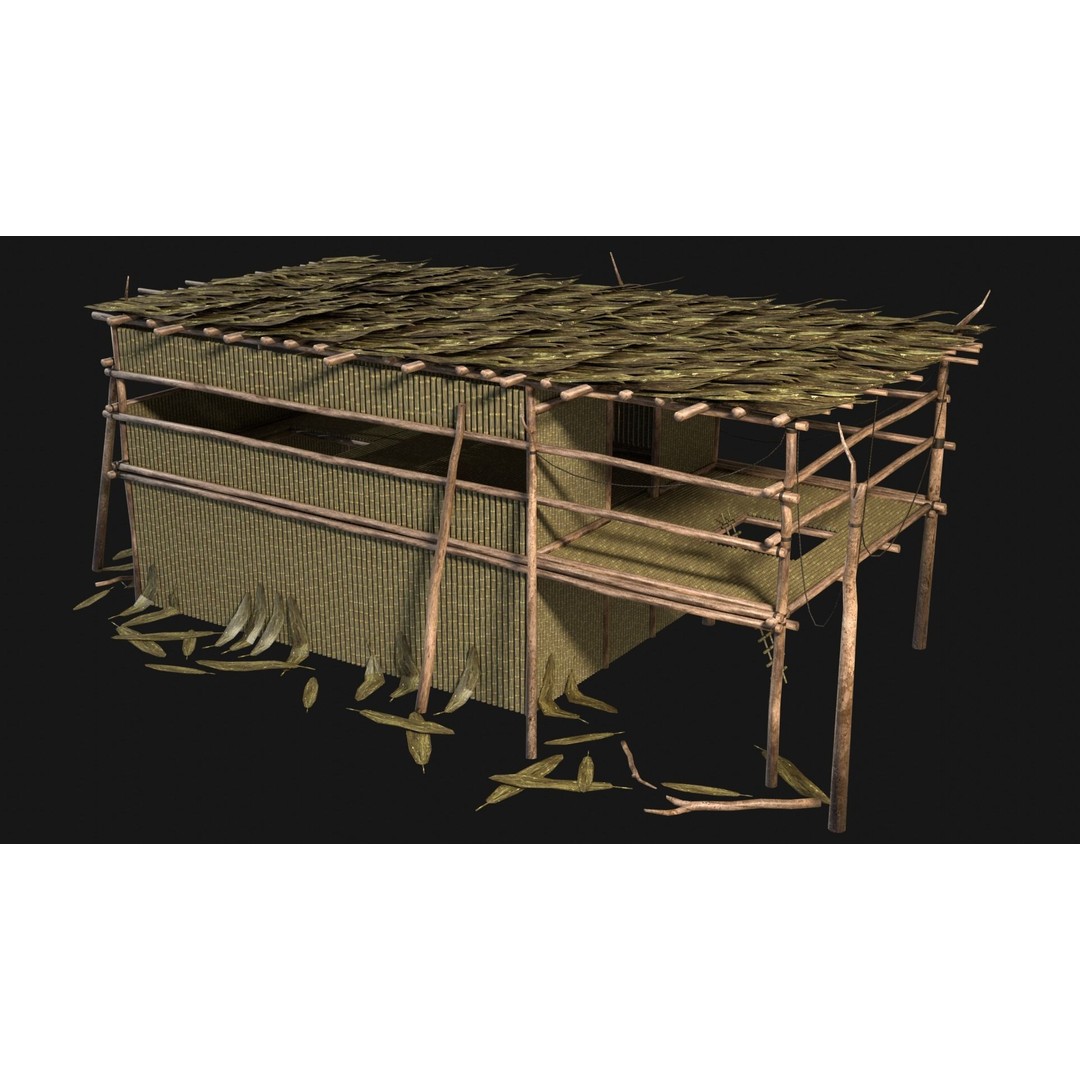 Jungle Swamp House 3D Model – Low Poly Game Asset, FBX/OBJ - View 12