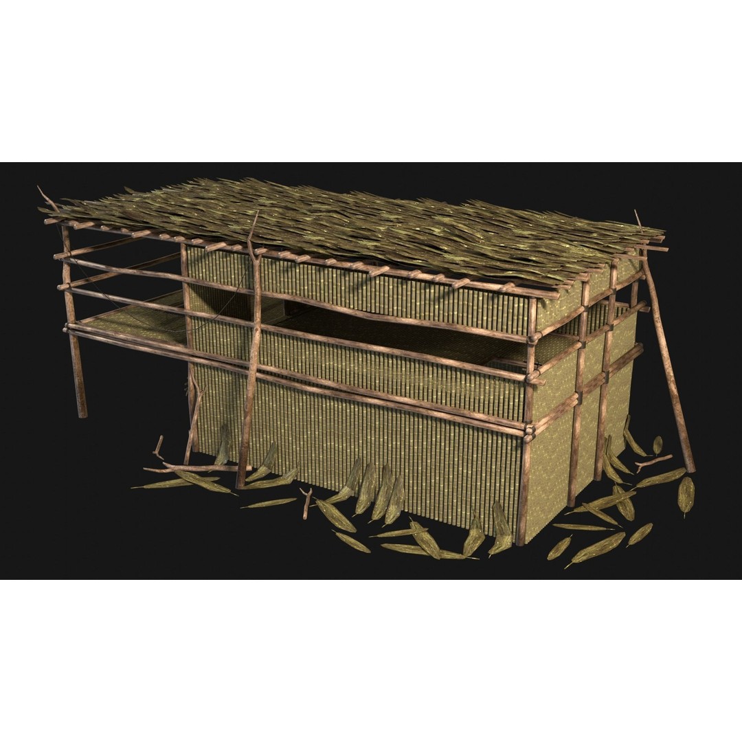 Jungle Swamp House 3D Model – Low Poly Game Asset, FBX/OBJ - View 13