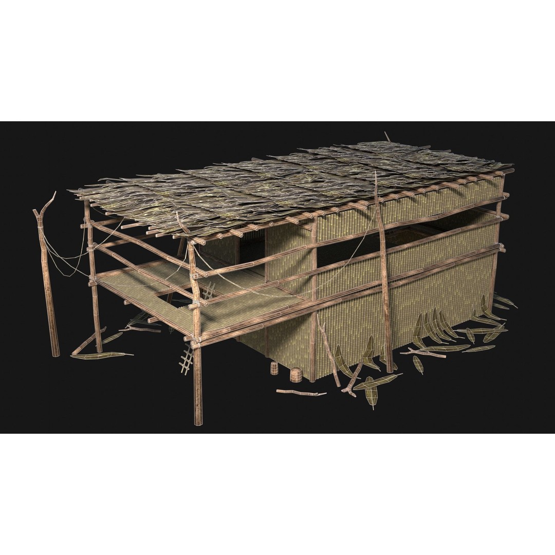 Jungle Swamp House 3D Model – Low Poly Game Asset, FBX/OBJ - View 14