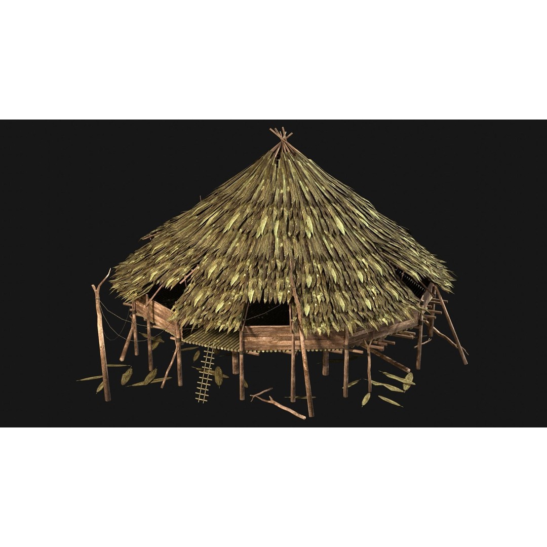 Jungle Swamp House 3D Model – Low Poly Game Asset, FBX/OBJ - View 15
