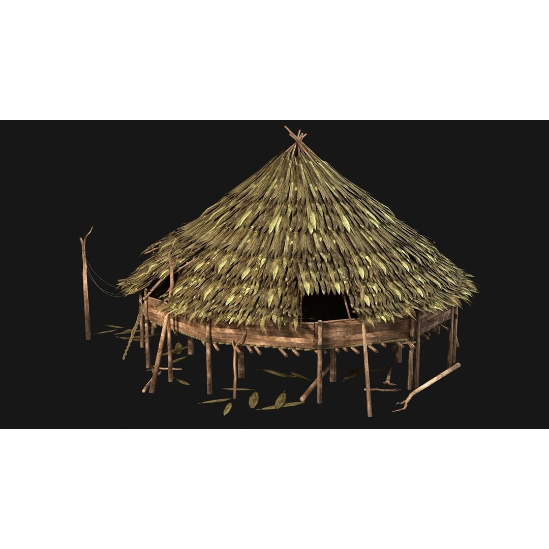 Jungle Swamp House 3D Model – Low Poly Game Asset, FBX/OBJ - View 17