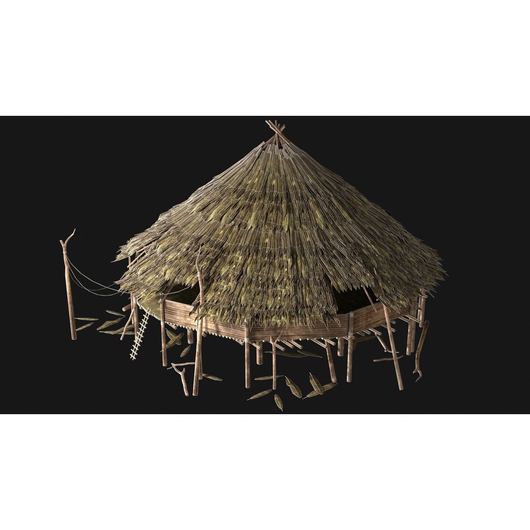 Jungle Swamp House 3D Model – Low Poly Game Asset, FBX/OBJ - View 18