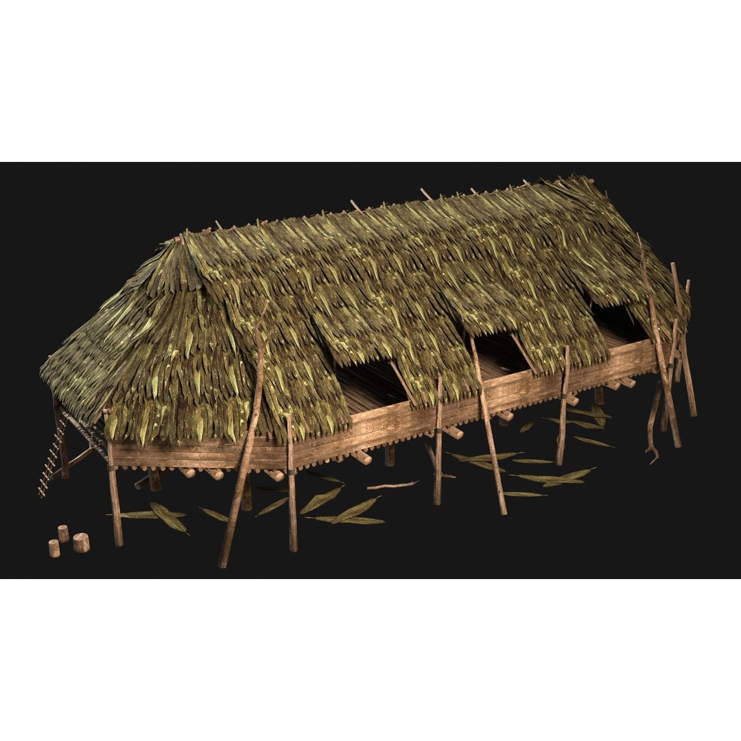 Jungle Swamp House 3D Model – Low Poly Game Asset, FBX/OBJ - View 19