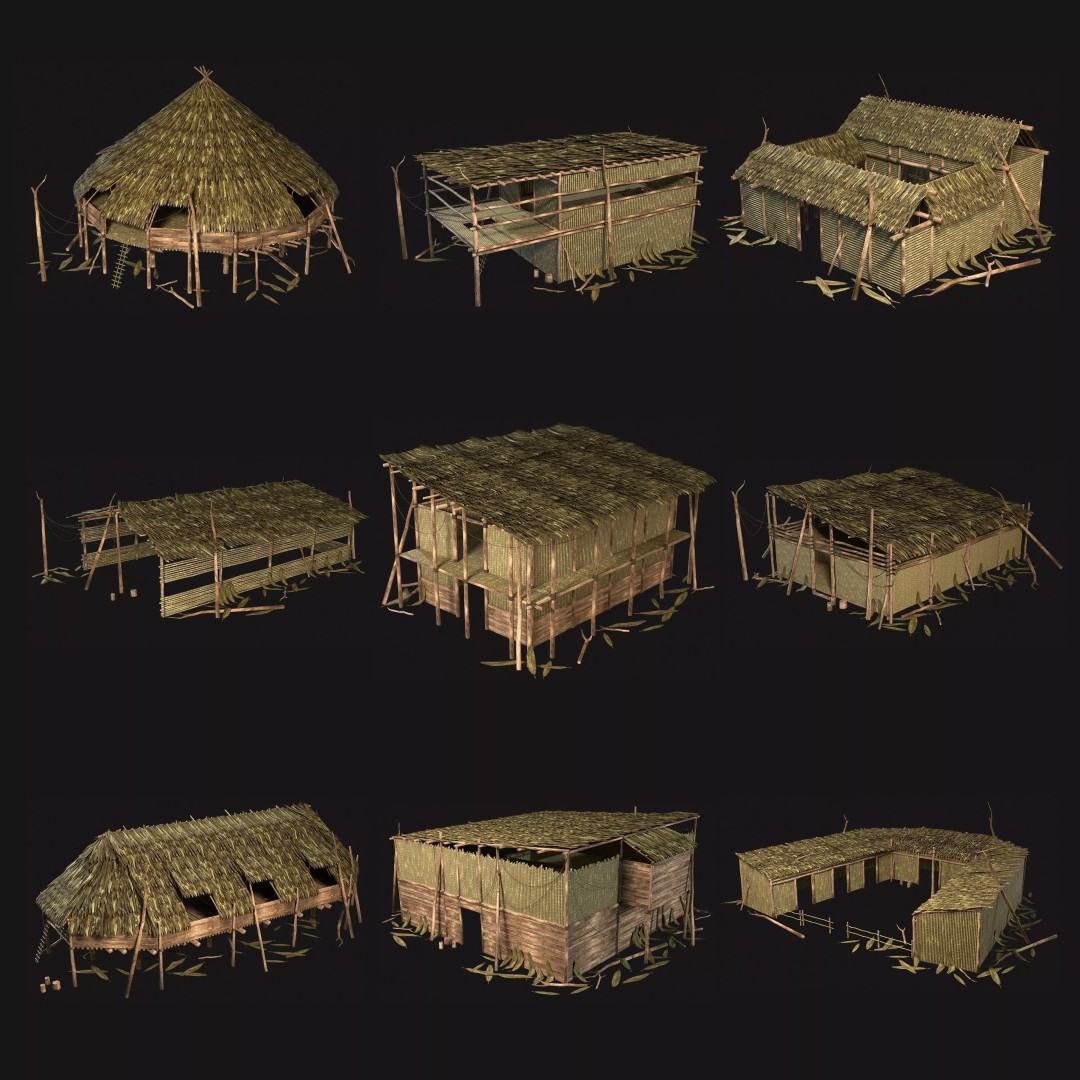 Jungle Swamp House 3D Model – Low Poly Game Asset, FBX/OBJ - View 2