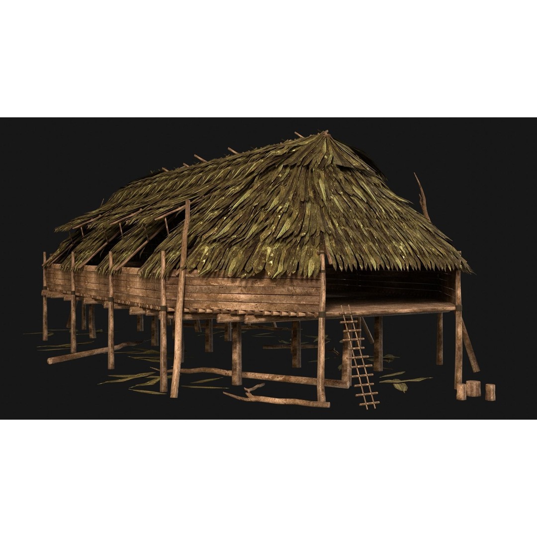 Jungle Swamp House 3D Model – Low Poly Game Asset, FBX/OBJ - View 20