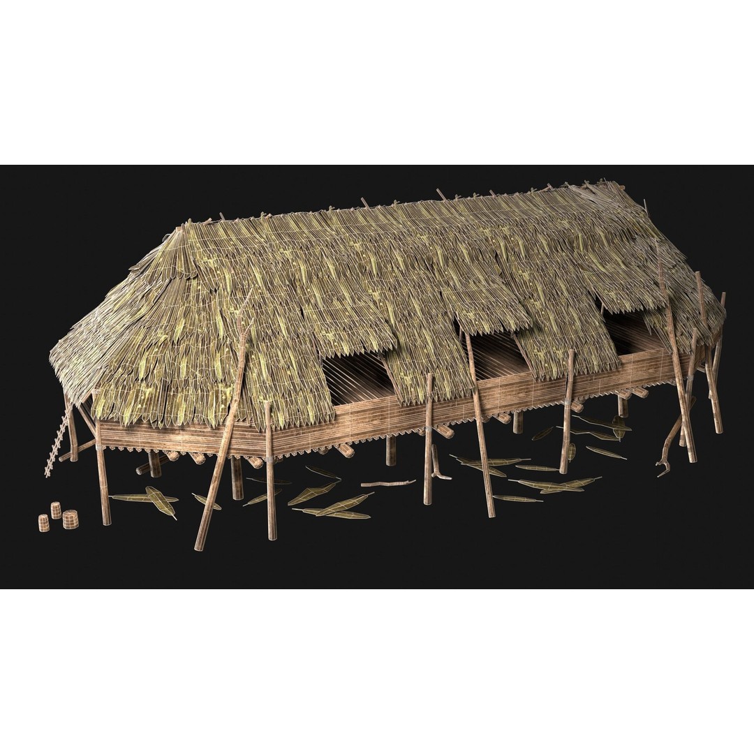 Jungle Swamp House 3D Model – Low Poly Game Asset, FBX/OBJ - View 22