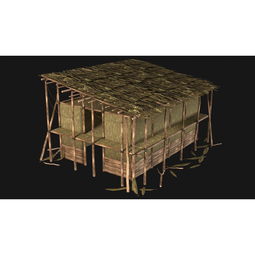 Jungle Swamp House 3D Model – Low Poly Game Asset, FBX/OBJ - View 23