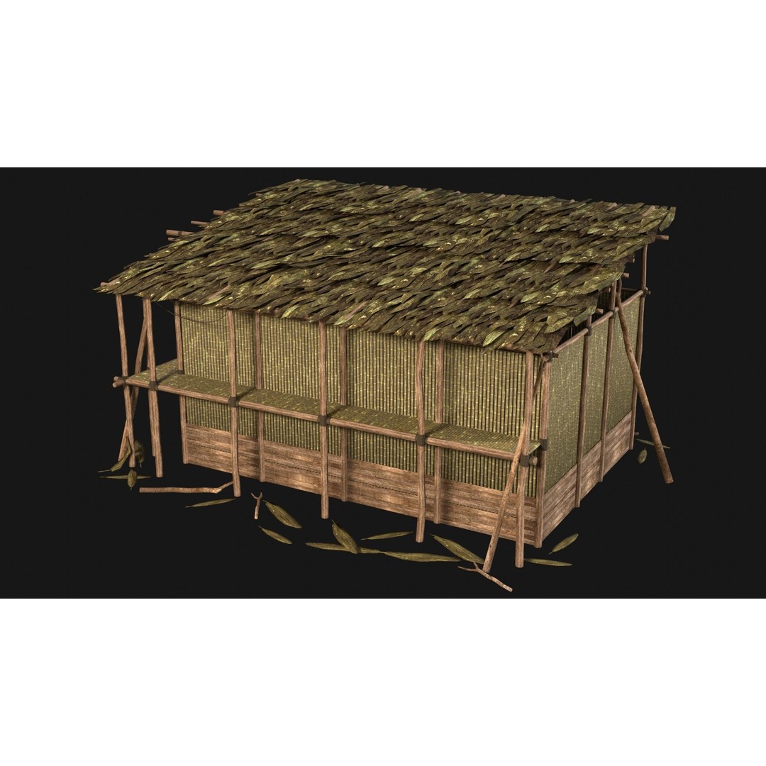 Jungle Swamp House 3D Model – Low Poly Game Asset, FBX/OBJ - View 25