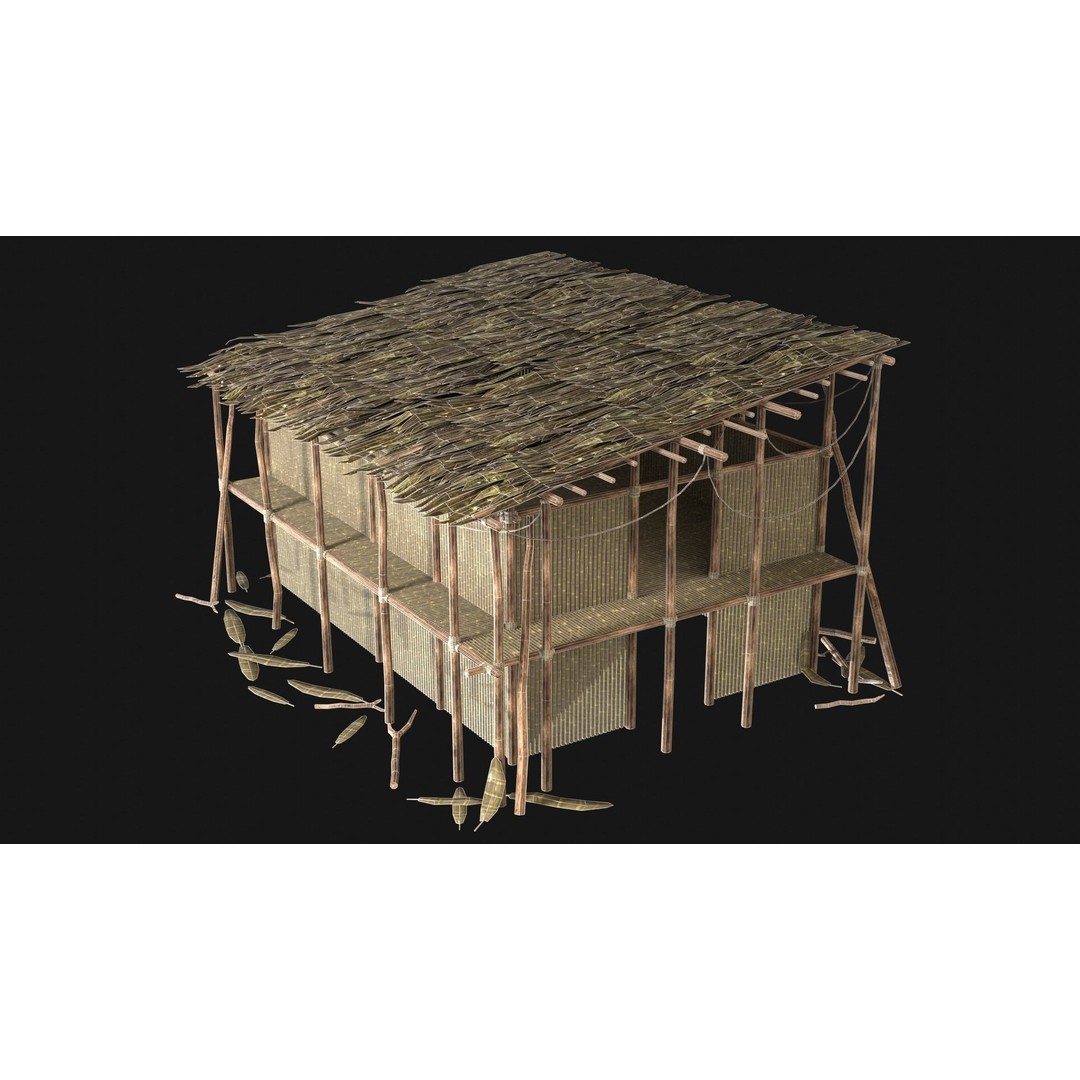 Jungle Swamp House 3D Model – Low Poly Game Asset, FBX/OBJ - View 26