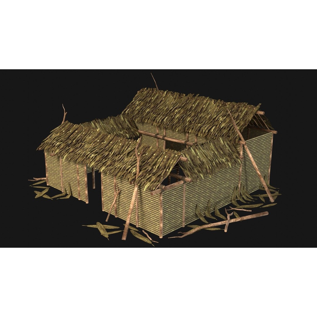 Jungle Swamp House 3D Model – Low Poly Game Asset, FBX/OBJ - View 27