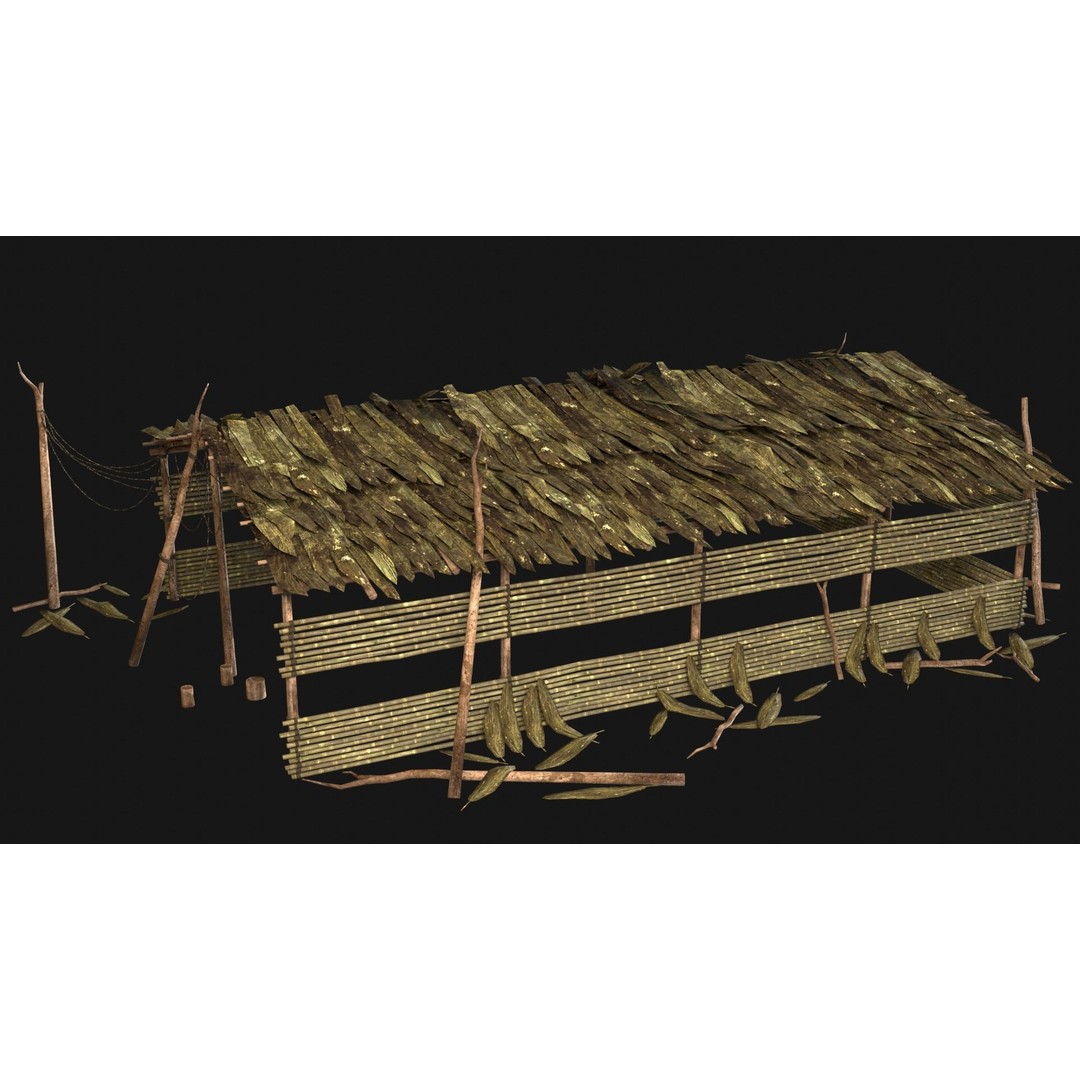 Jungle Swamp House 3D Model – Low Poly Game Asset, FBX/OBJ - View 3