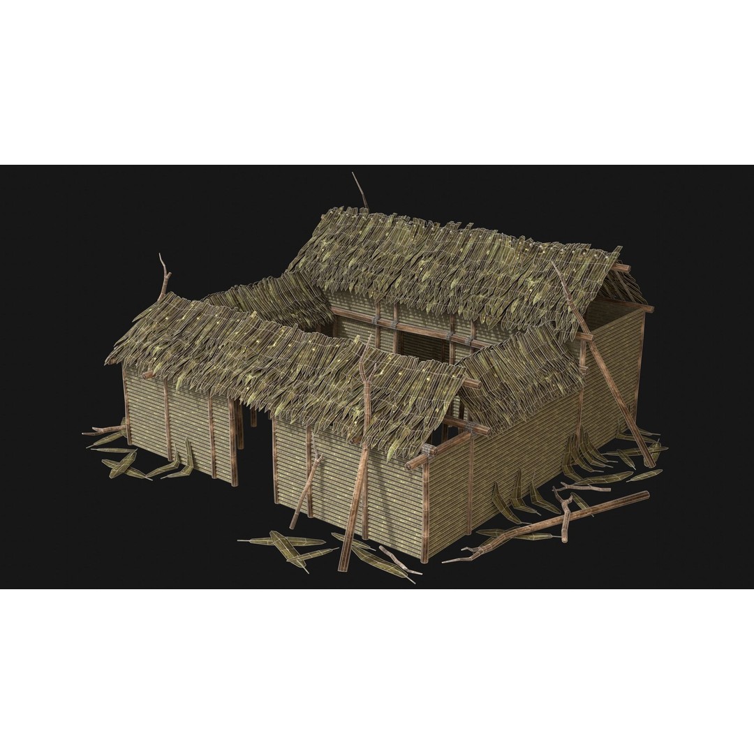Jungle Swamp House 3D Model – Low Poly Game Asset, FBX/OBJ - View 30