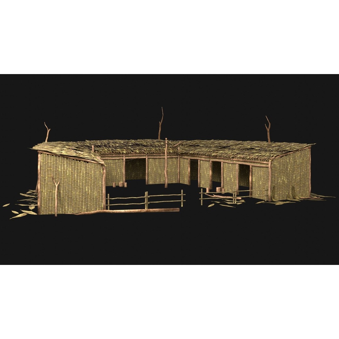 Jungle Swamp House 3D Model – Low Poly Game Asset, FBX/OBJ - View 32