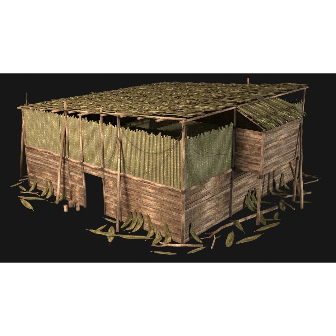 Jungle Swamp House 3D Model – Low Poly Game Asset, FBX/OBJ - View 35