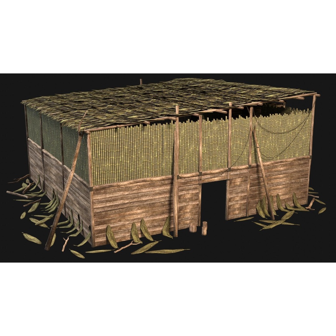 Jungle Swamp House 3D Model – Low Poly Game Asset, FBX/OBJ - View 36