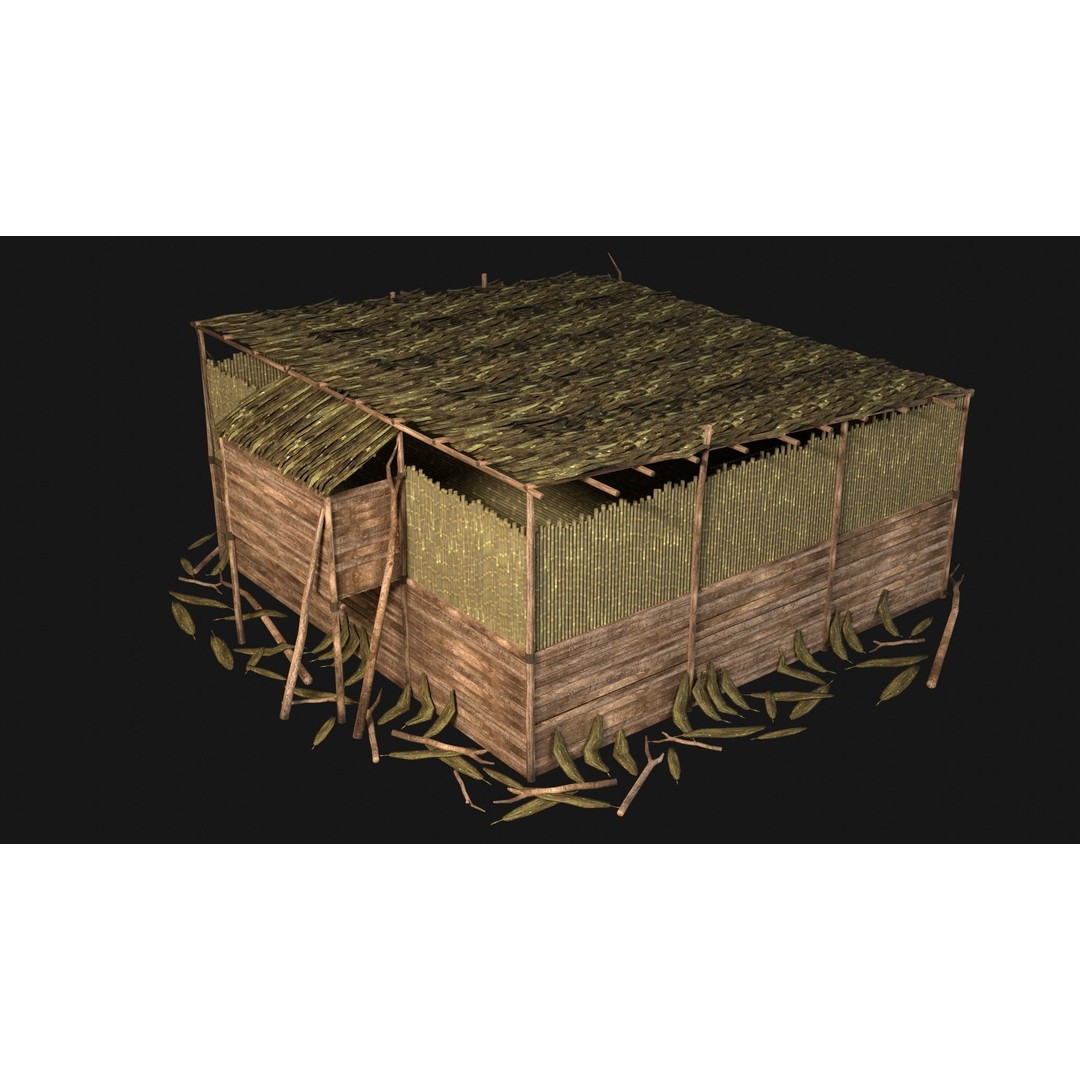 Jungle Swamp House 3D Model – Low Poly Game Asset, FBX/OBJ - View 37
