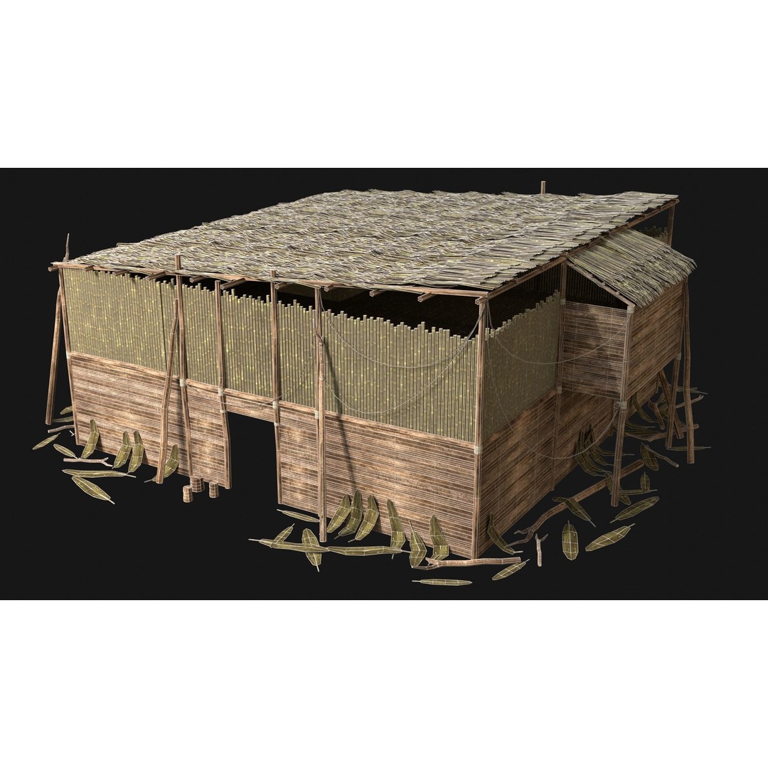 Jungle Swamp House 3D Model – Low Poly Game Asset, FBX/OBJ - View 38