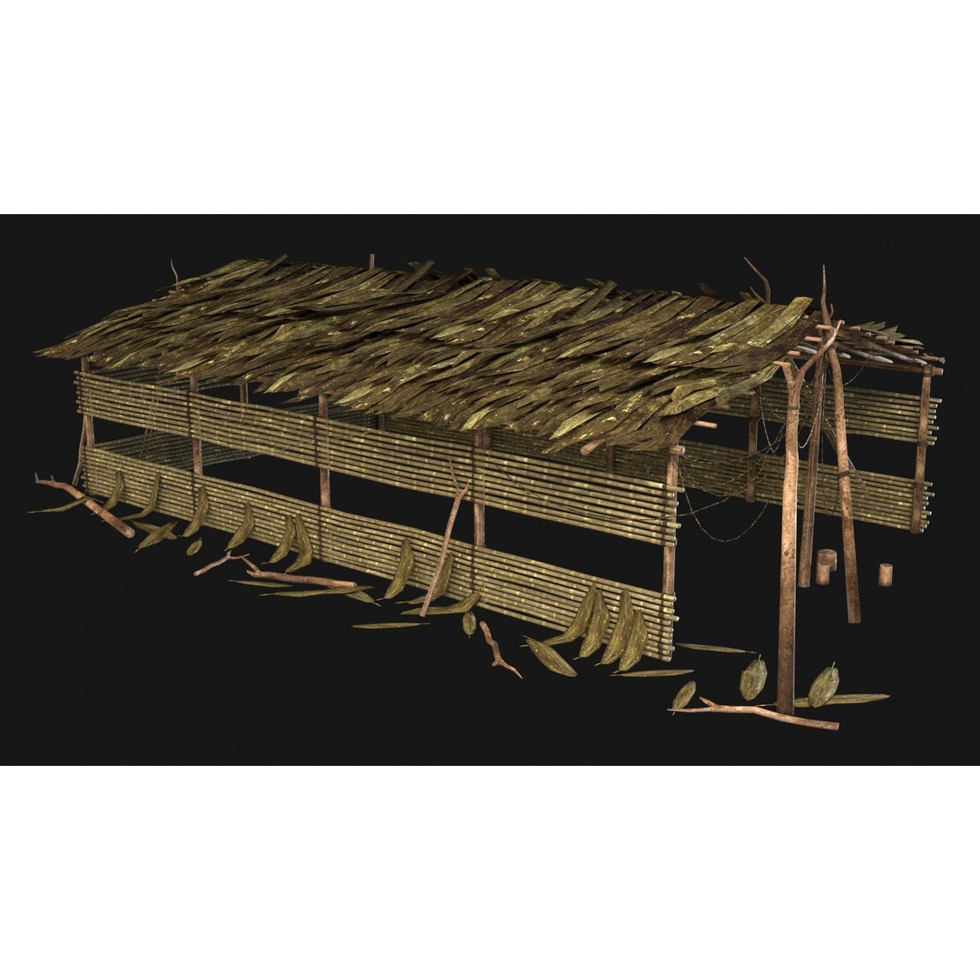 Jungle Swamp House 3D Model – Low Poly Game Asset, FBX/OBJ - View 4