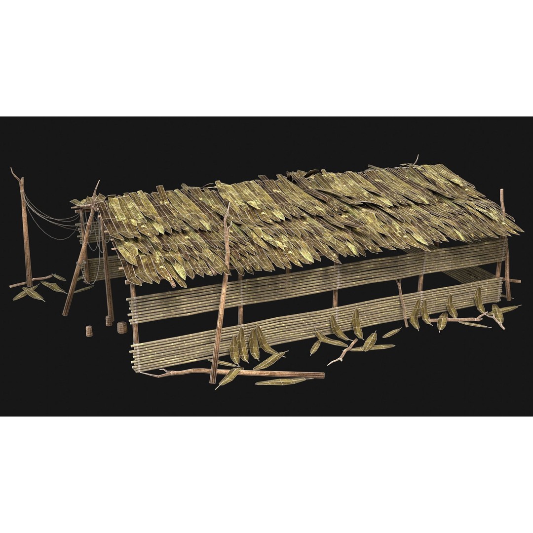 Jungle Swamp House 3D Model – Low Poly Game Asset, FBX/OBJ - View 6