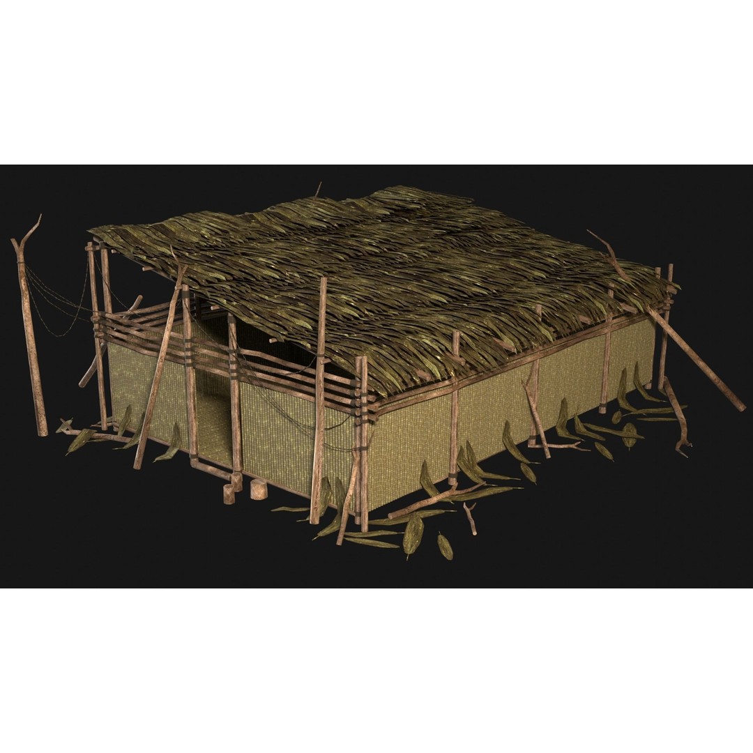 Jungle Swamp House 3D Model – Low Poly Game Asset, FBX/OBJ - View 7