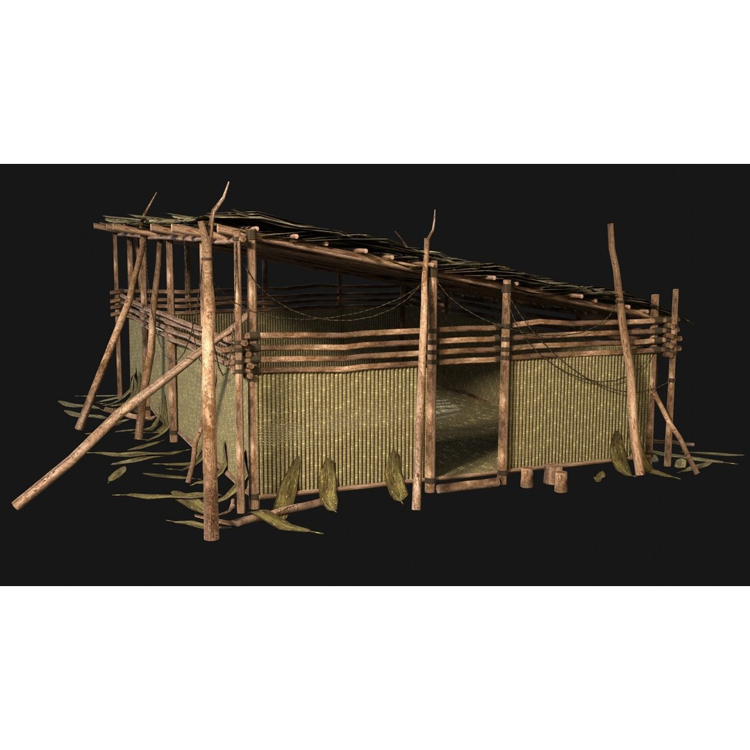 Jungle Swamp House 3D Model – Low Poly Game Asset, FBX/OBJ - View 8