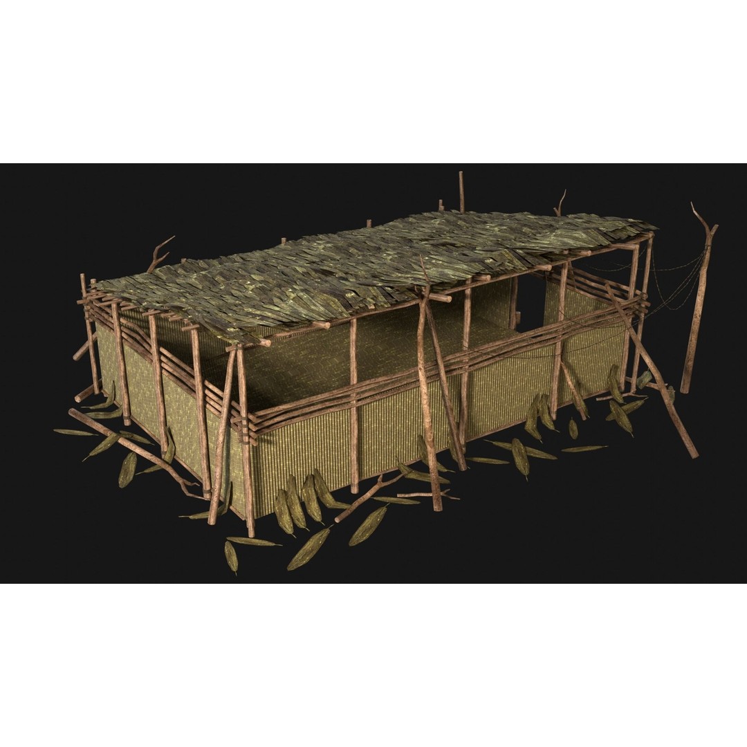 Jungle Swamp House 3D Model – Low Poly Game Asset, FBX/OBJ - View 9