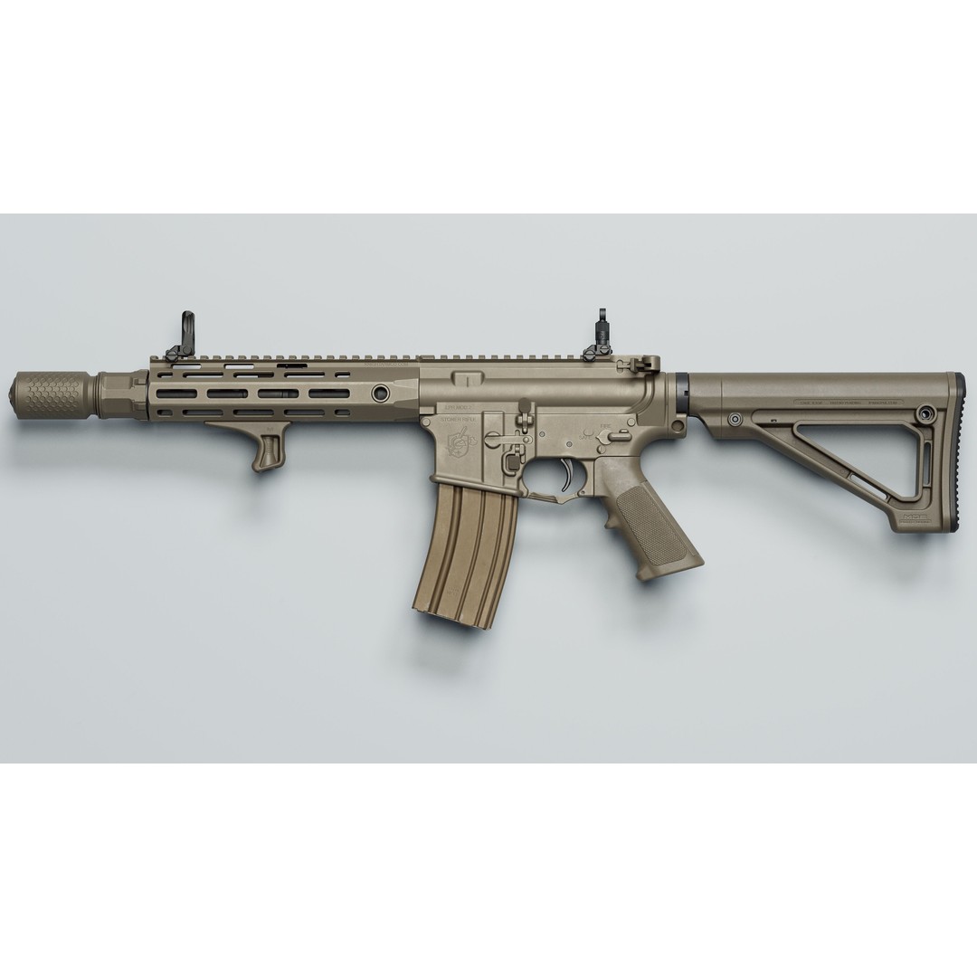 MOE Fixed Carbine Stock 3D Model – Low Poly Game Asset, FBX - View 24