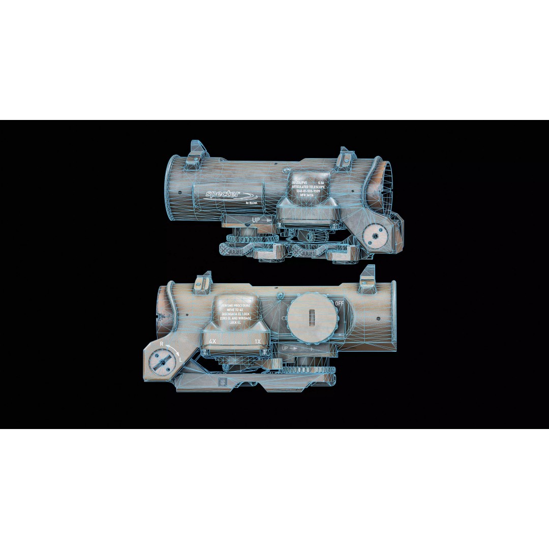 Elcan Scope 3D Model – Low Poly Game Asset, Rigged, PBR, FBX