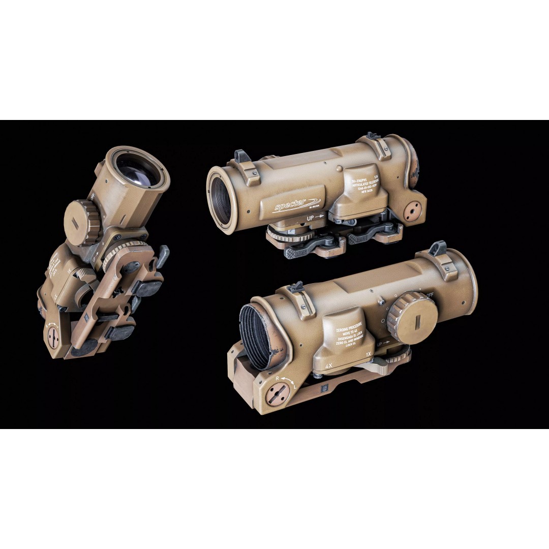 Elcan Scope 3D Model – Low Poly Game Asset, Rigged, PBR, FBX - View 9