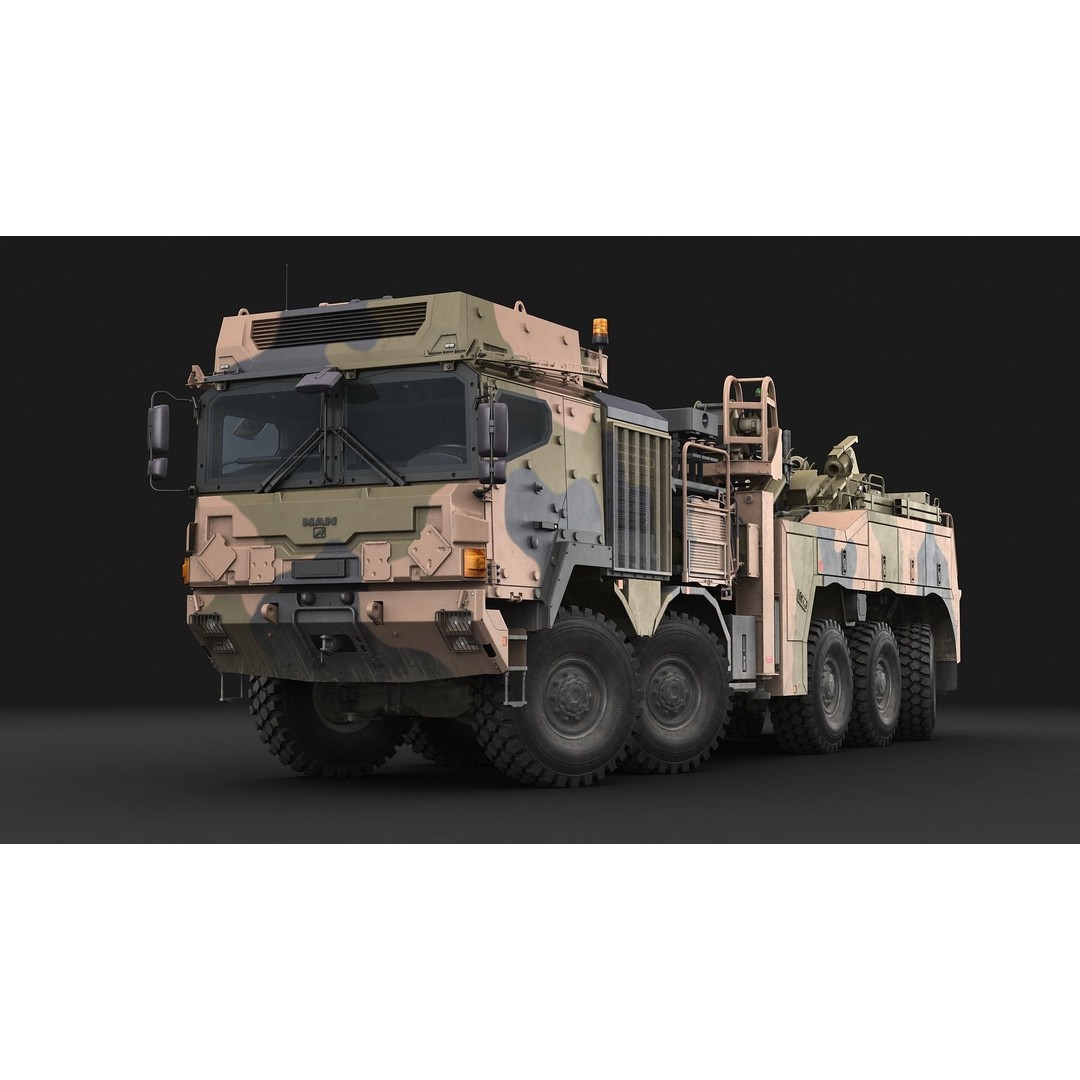 MAN HX45M Tow Truck 3D Model – Military Vehicle, FBX, OBJ - View 12