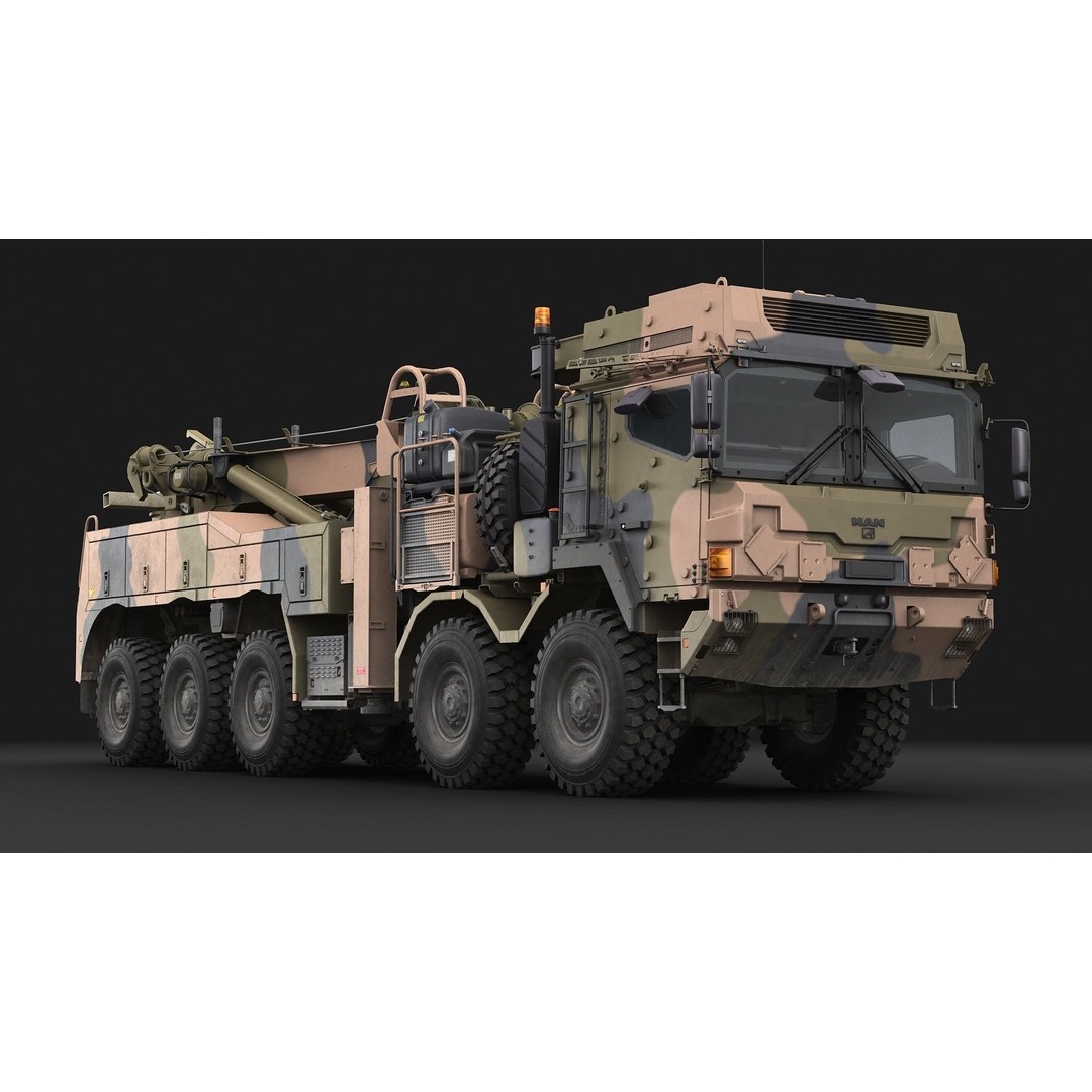 MAN HX45M Tow Truck 3D Model – Military Vehicle, FBX, OBJ - View 13