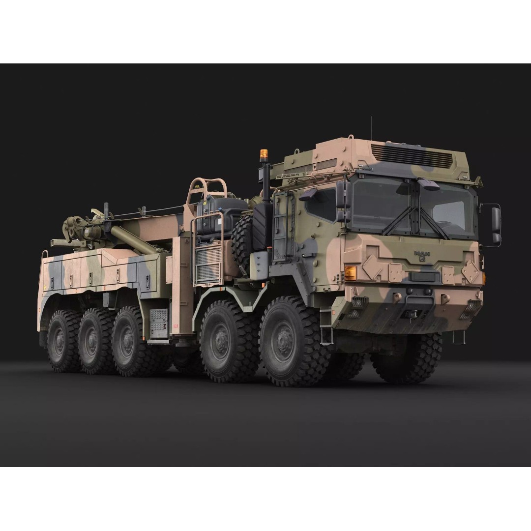 MAN HX45M Tow Truck 3D Model – Military Vehicle, FBX, OBJ - View 2