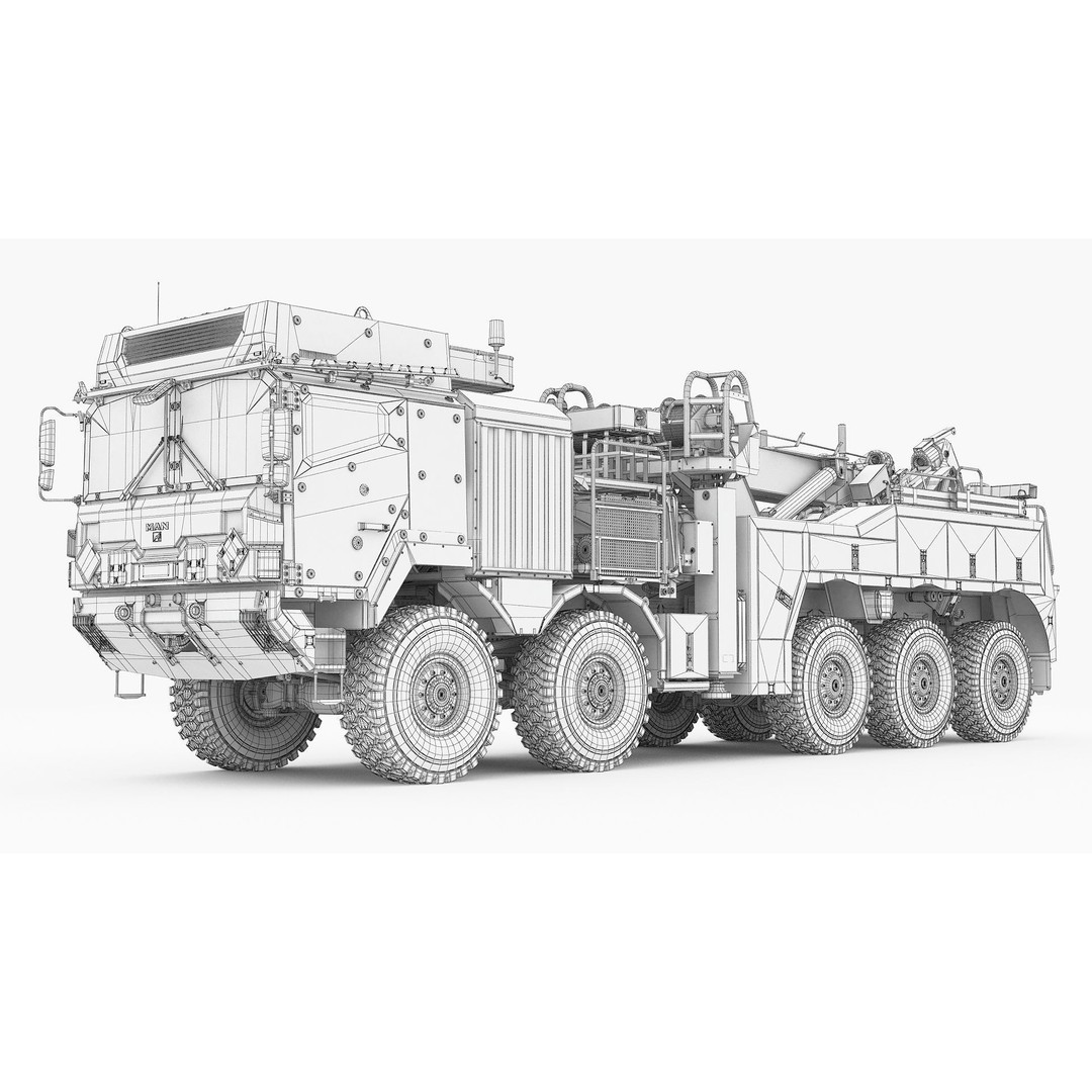 MAN HX45M Tow Truck 3D Model – Military Vehicle, FBX, OBJ - View 27