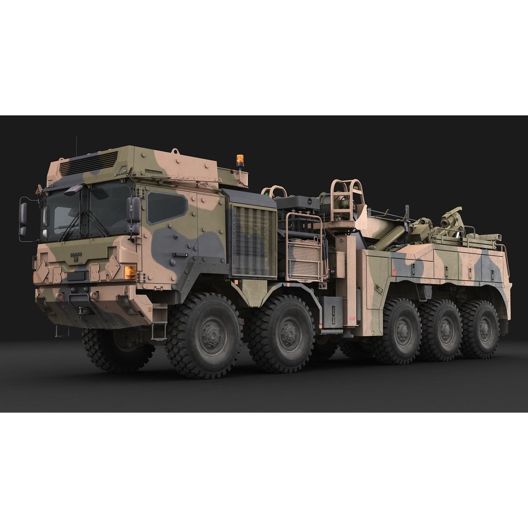 MAN HX45M Tow Truck 3D Model – Military Vehicle, FBX, OBJ - View 3