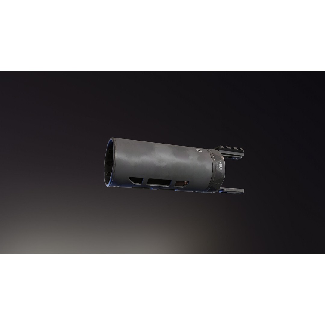 Suppressor Shield 3D Model – Low Poly Military Attachment, FBX - View 3