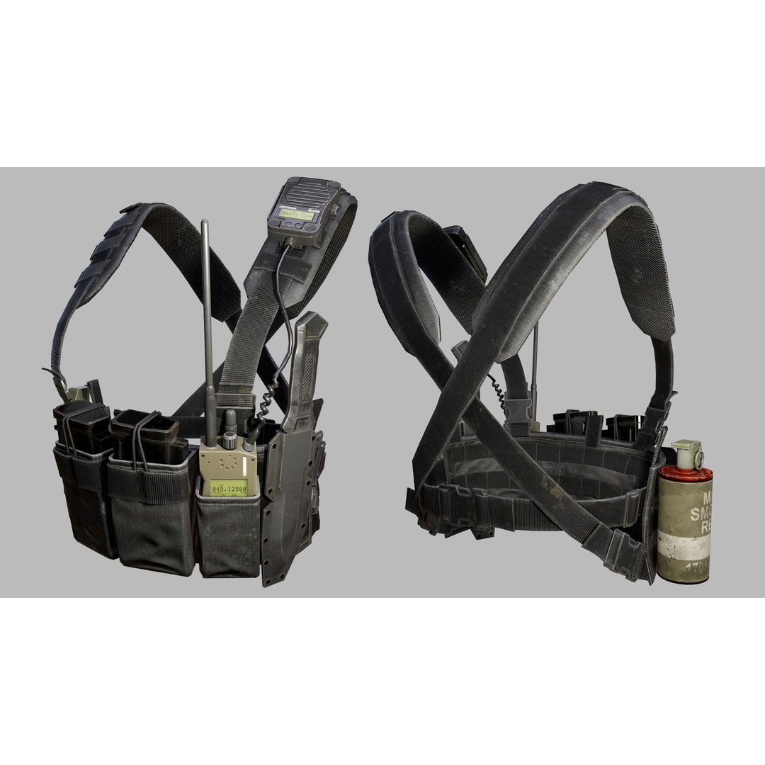 Tactical Vest 3D Model – Low Poly Game-Ready PBR Asset, FBX, OBJ - View 10