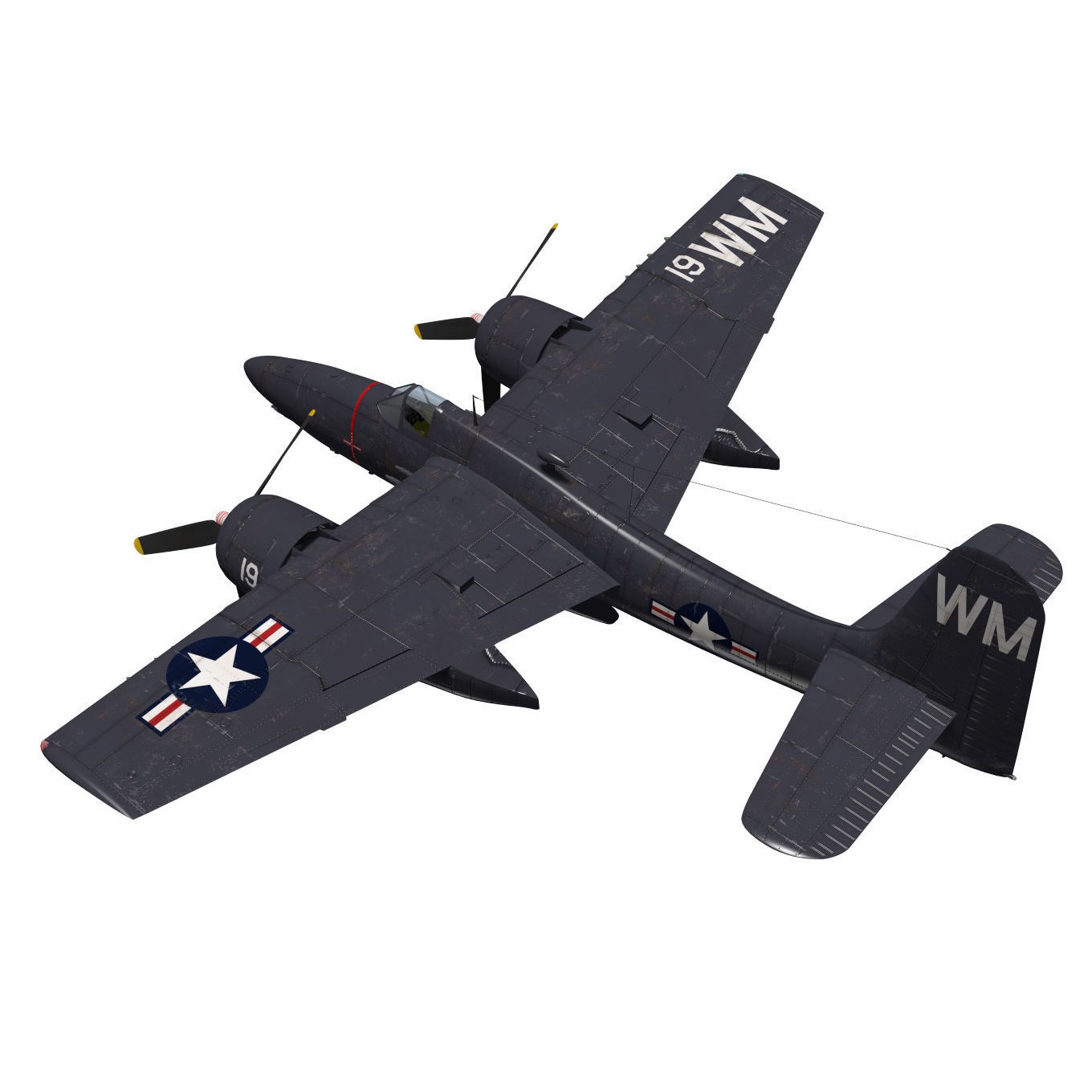 Grumman F7F Tigercat - Detailed 3D Model - View 3