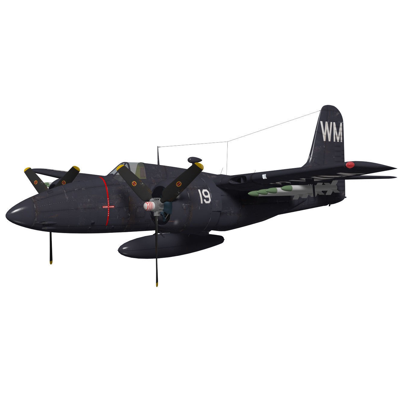Grumman F7F Tigercat - Detailed 3D Model - View 4