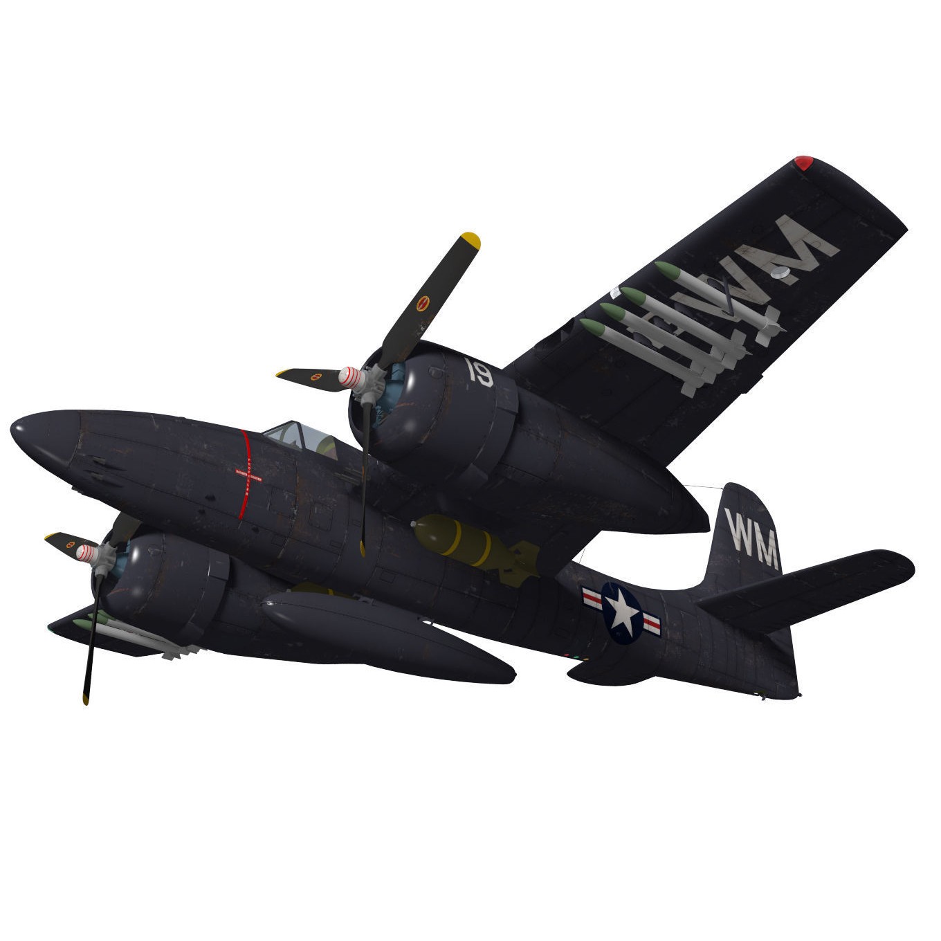 Grumman F7F Tigercat - Detailed 3D Model - View 5