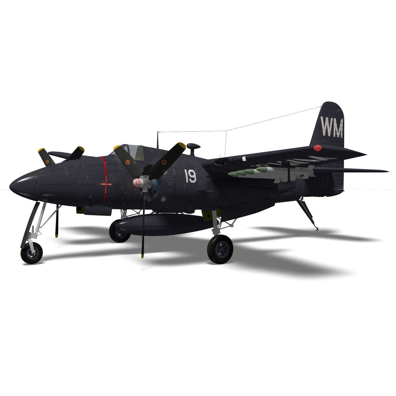 Grumman F7F Tigercat - Detailed 3D Model - View 7