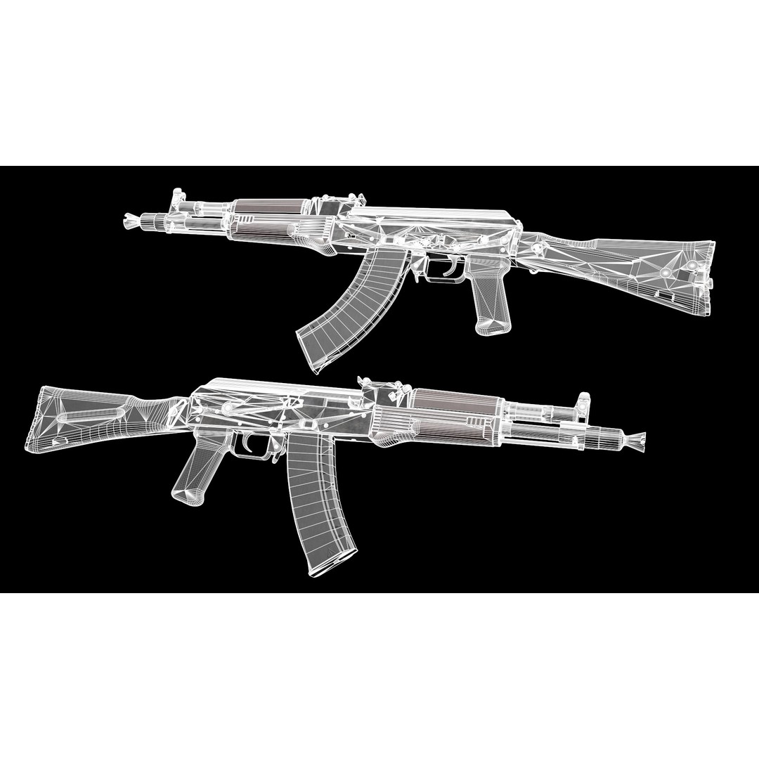 AK-100 Family 3D Model – Low Poly Game Ready Assault Rifles, FBX