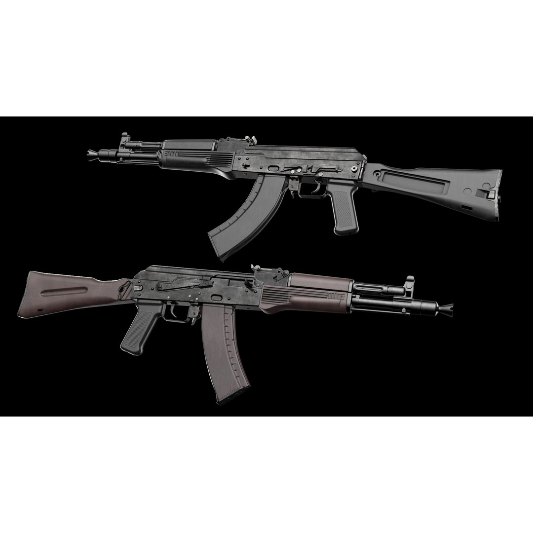 AK-100 Family 3D Model – Low Poly Game Ready Assault Rifles, FBX - View 3