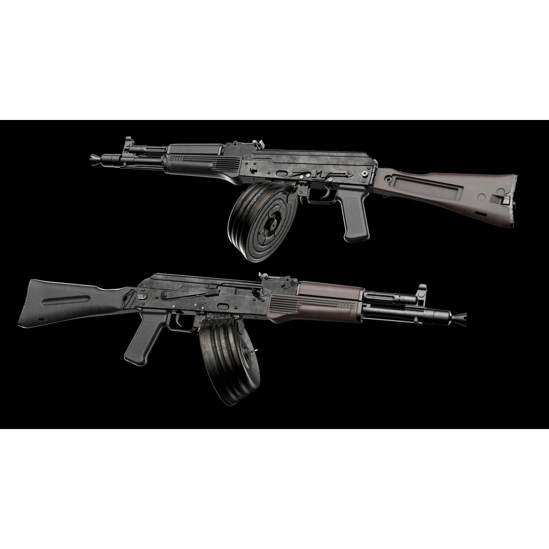 AK-100 Family 3D Model – Low Poly Game Ready Assault Rifles, FBX - View 4