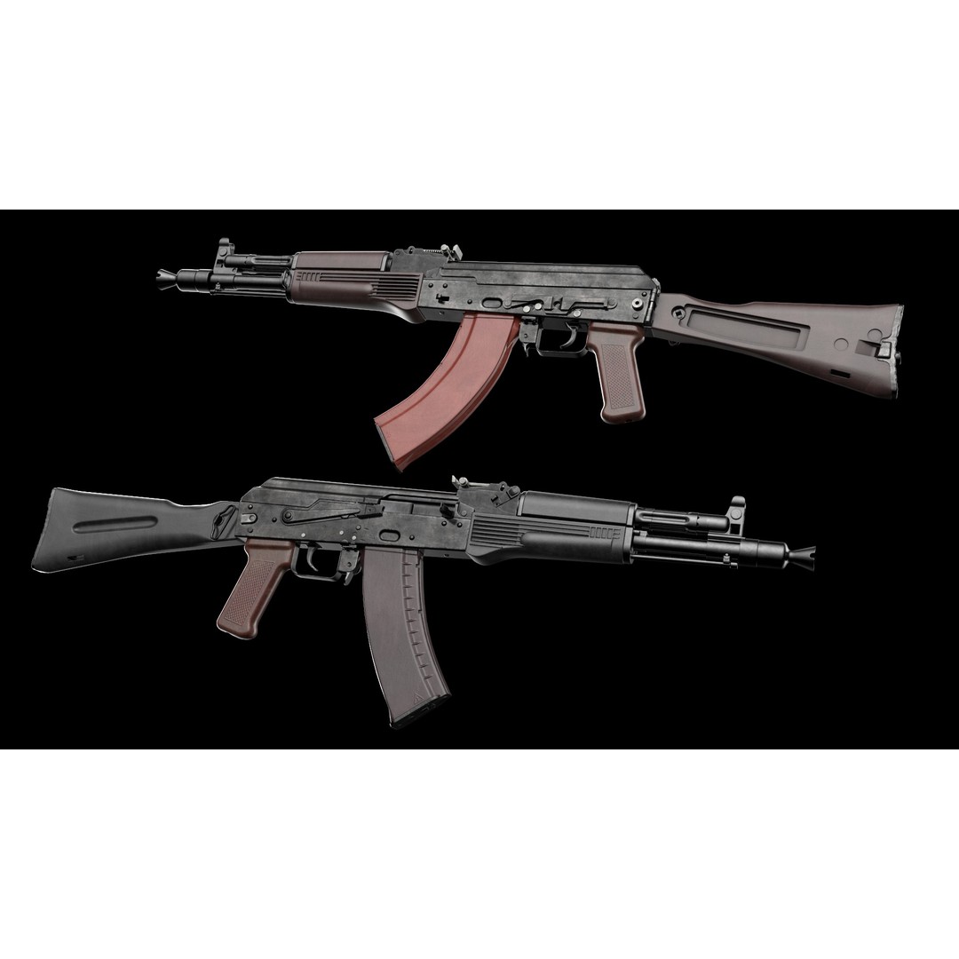 AK-100 Family 3D Model – Low Poly Game Ready Assault Rifles, FBX - View 6