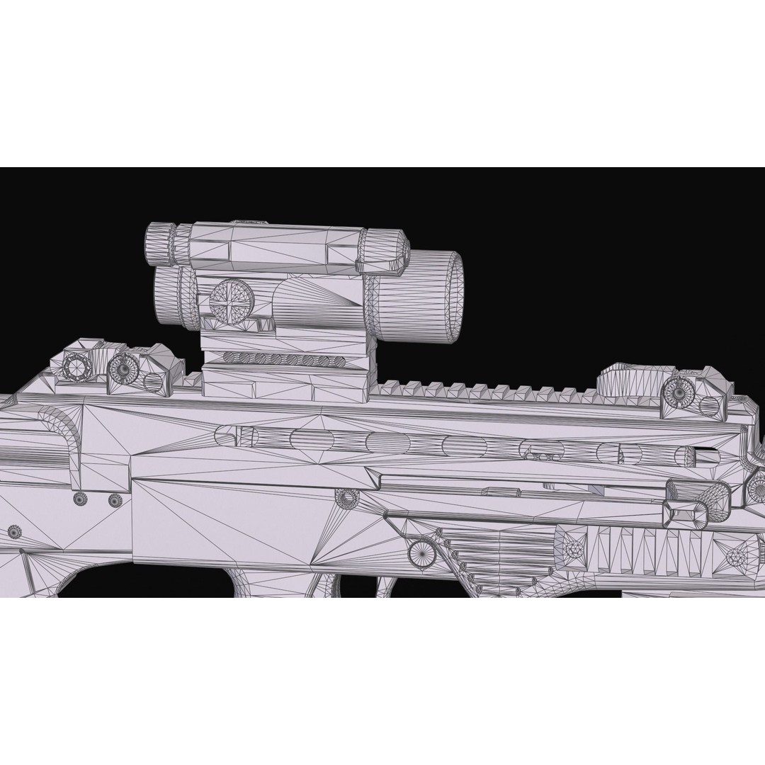 Vulkan Malyuk 3D Model – Low Poly Tactical Assault Rifle, Game Ready FBX