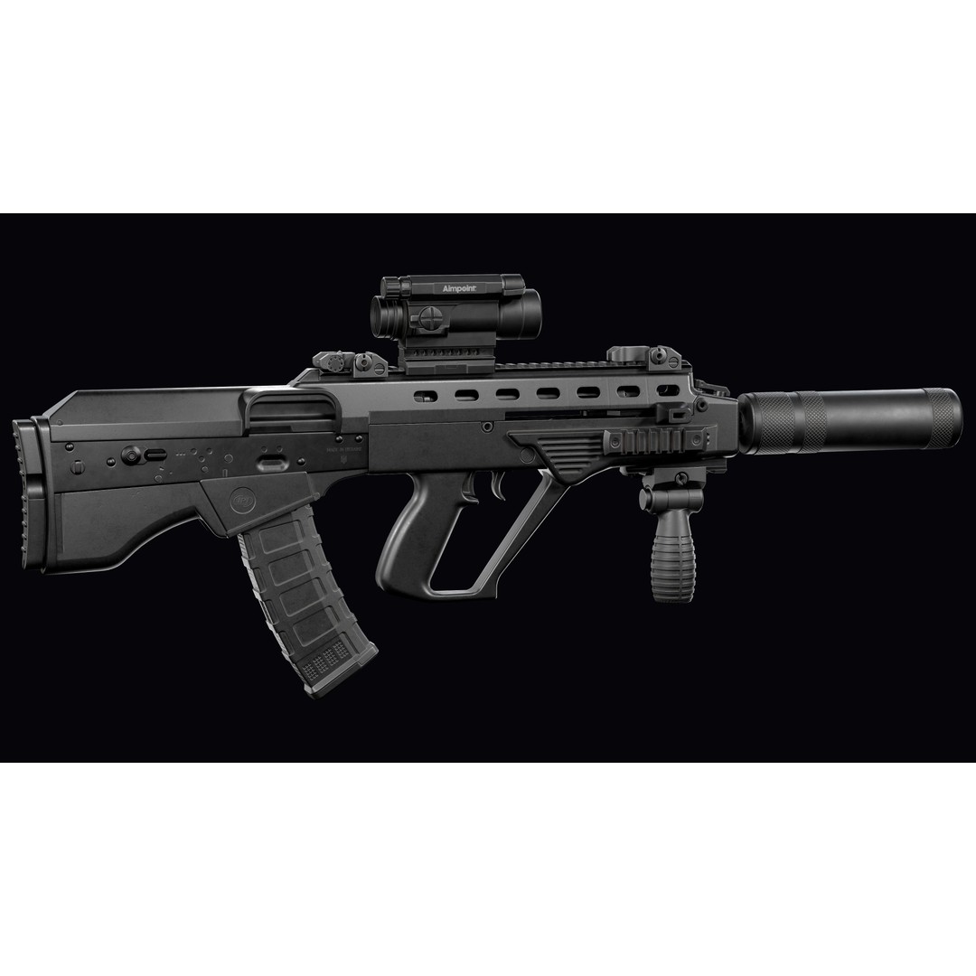 Vulkan Malyuk 3D Model – Low Poly Tactical Assault Rifle, Game Ready FBX - View 13