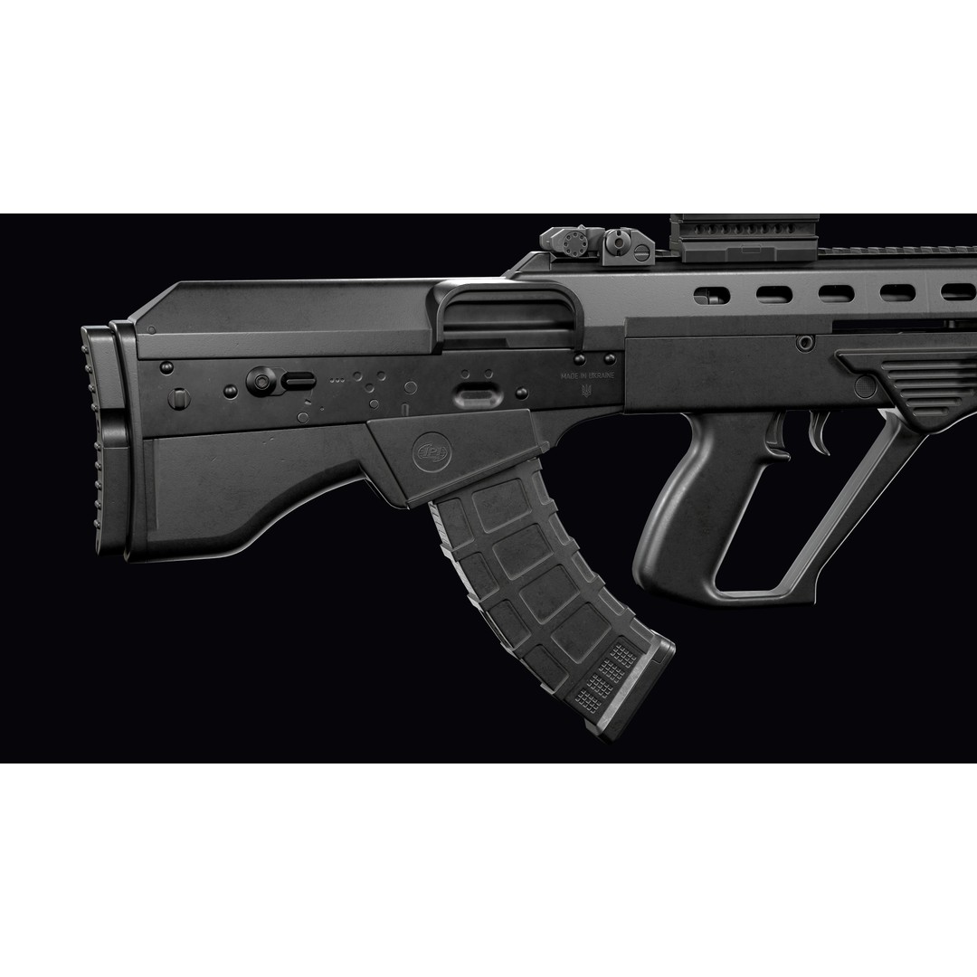 Vulkan Malyuk 3D Model – Low Poly Tactical Assault Rifle, Game Ready FBX - View 31